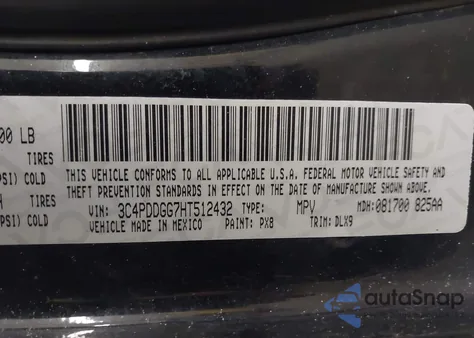 2017 Dodge Journey Crossroad Plus Awd z USA, uszkodzony, nr VIN 3C4PDDGG7HT512432